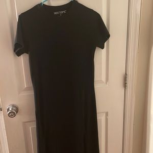 Hot topic black long maxi tight fitting dress with double leg slit in front